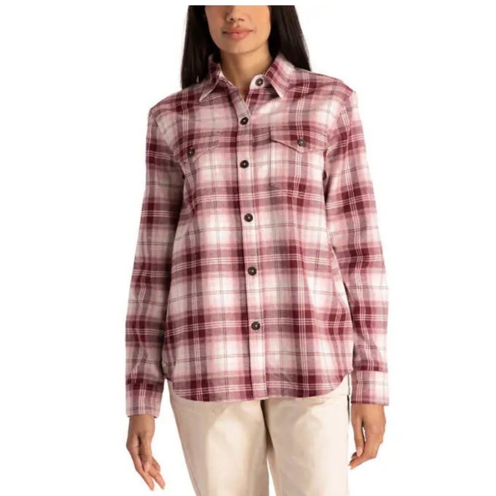 Barbiecore Coastal Cowgirl Pink Brushed Cotton Flannel Plaid Button Up Shirt SM